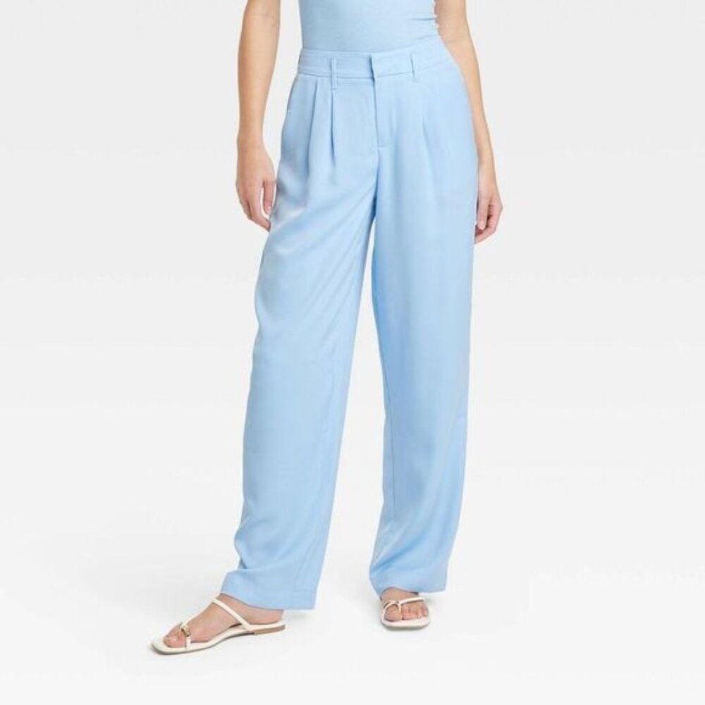 A New Day Women's Relaxed Casual High Rise 32" Trousers, Blue, 8